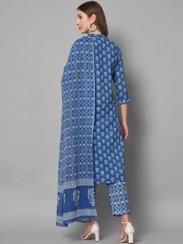 Women Kurta Pant And Dupatta Set Pure Cotton