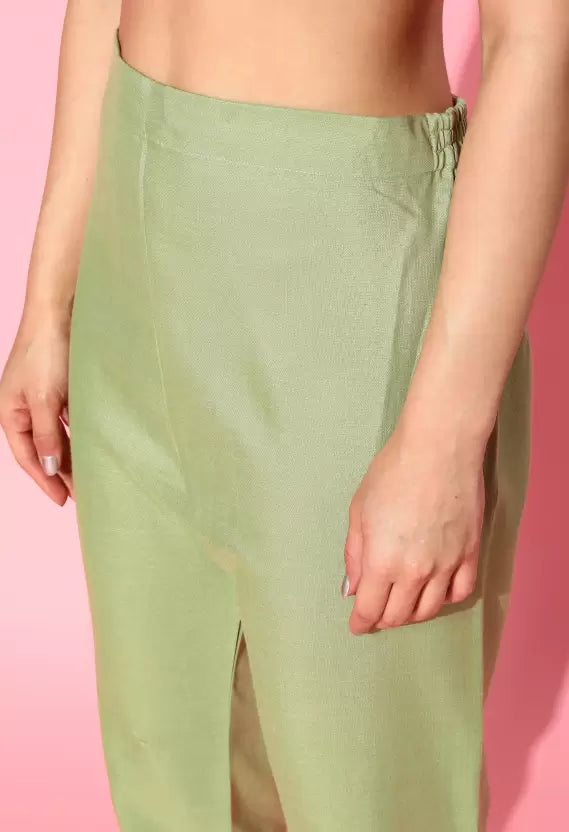 Women Kurta Pant And Dupatta Set Silk Blend