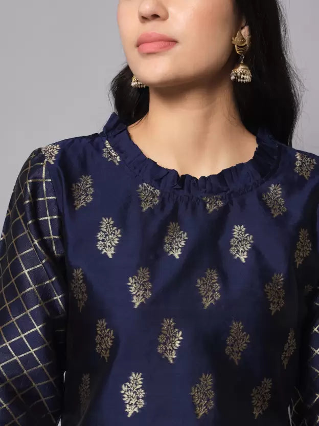 Women Kurta Pant And Dupatta Set Silk Blend