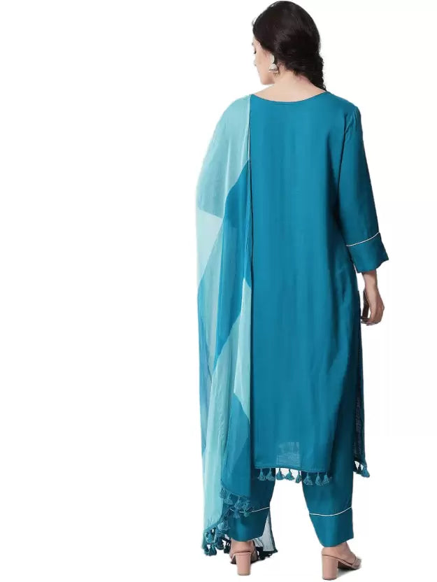 Women Viscose Rayon Kurta Pant And Dupatta Set
