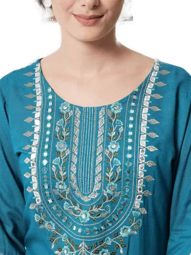 Women Viscose Rayon Kurta Pant And Dupatta Set