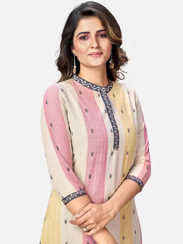 Women Kurta Pyjama & Dupatta Set Cotton Blend