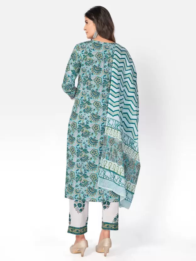 Women Pure Cotton Kurta Pyjama & Dupatta Set