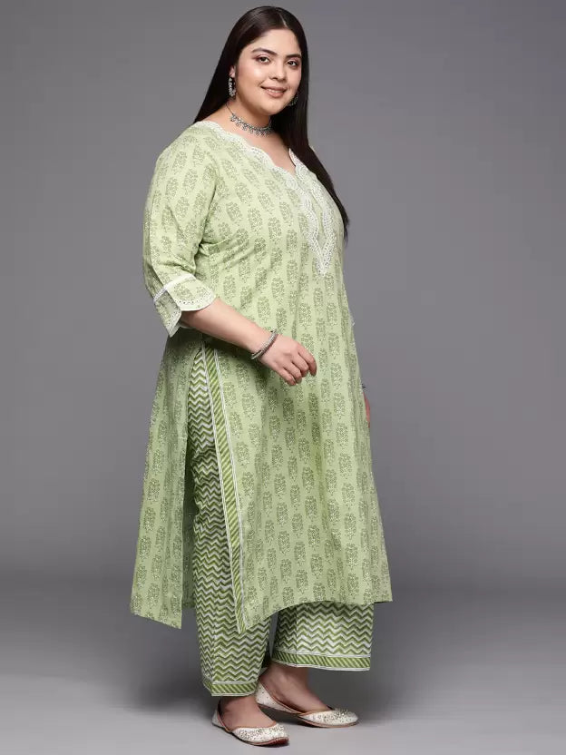 Women Kurta and Palazzo Set Cotton Blend