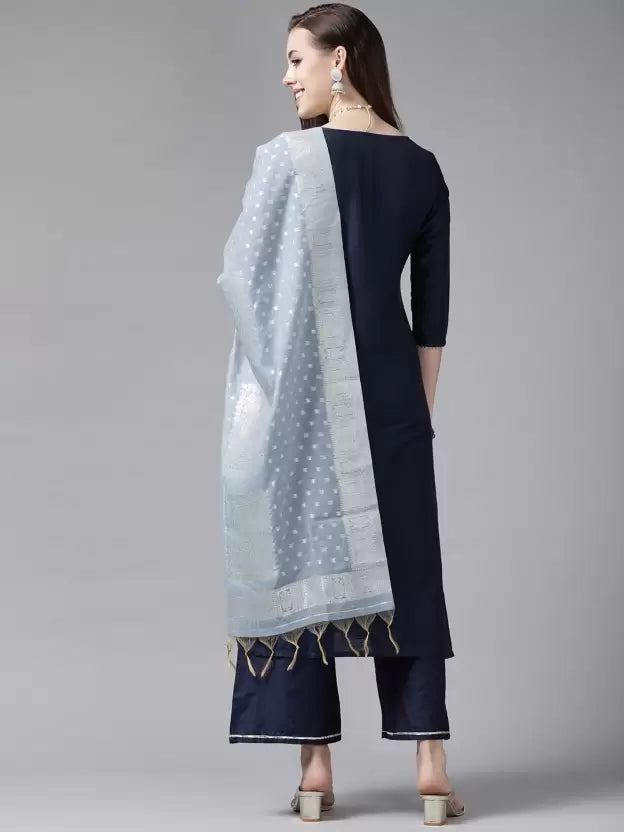 Women Silk Blend Kurta and Palazzo Set