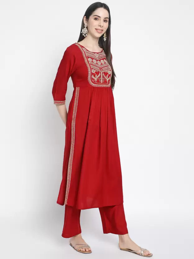 Women Kurta and Palazzo Set Viscose Rayon