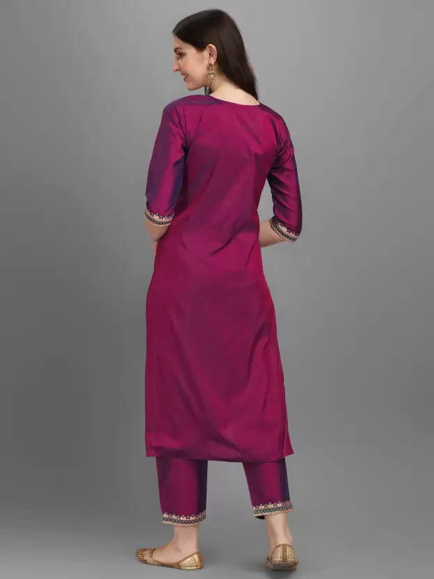 Women Kurta and Pant Set Art Silk