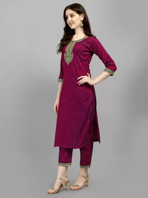 Women Kurta and Pant Set Art Silk