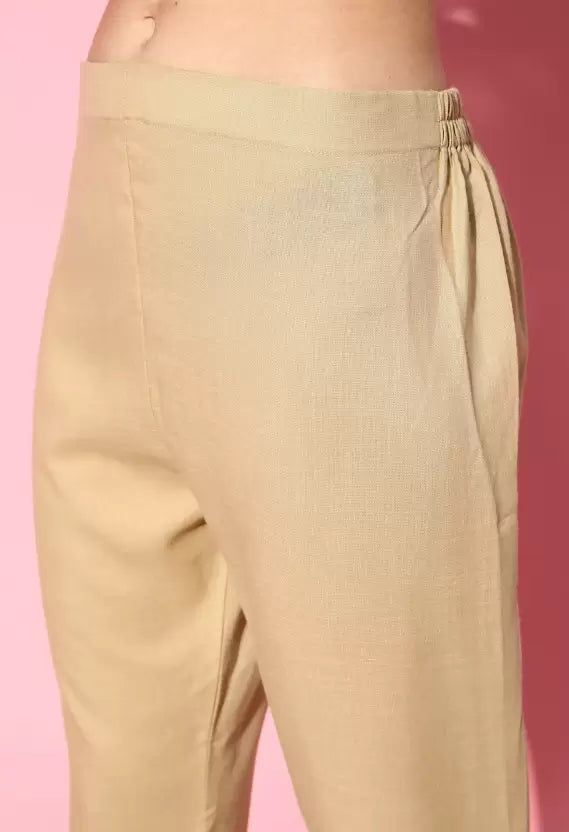 Women Kurta Pant And Dupatta Set Cotton Blend