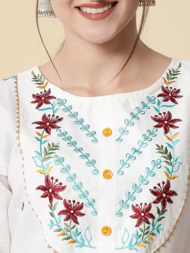 Women Kurta and Pant Set Cotton Blend