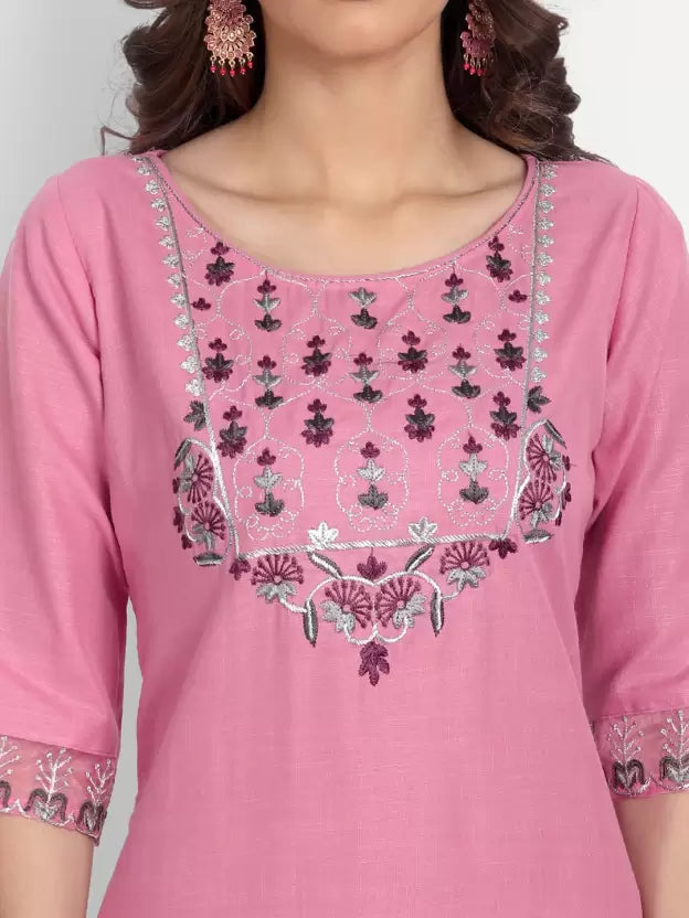 Women Kurta and Pant Set Cotton Blend