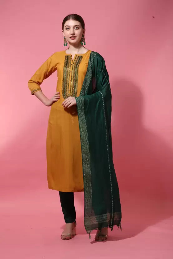 Women Kurta and Pant Set Cotton Blend