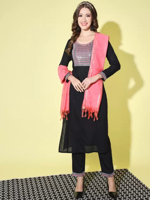 Women Kurta and Pant Set Cotton Rayon
