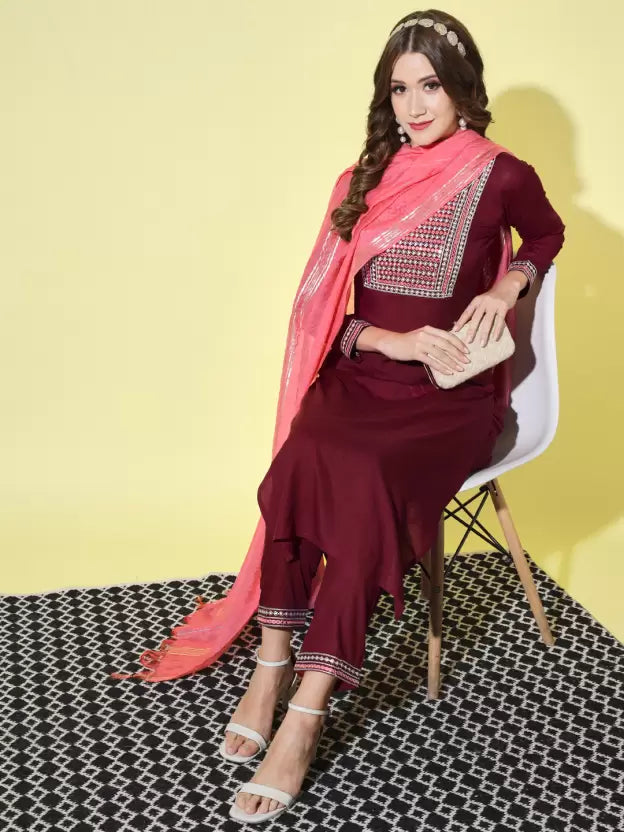 Women Kurta and Pant Set Cotton Rayon