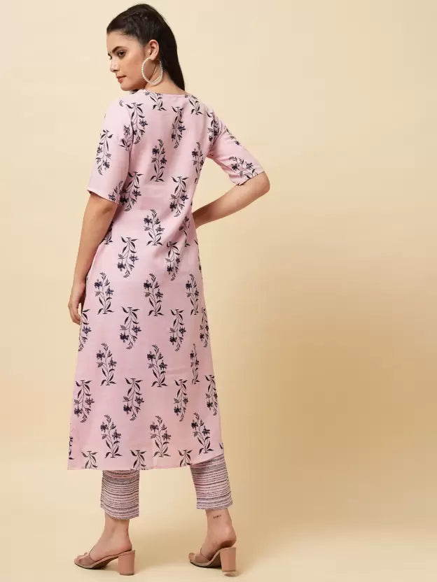 Women Pink Pure Cotton Kurta and Pant Set