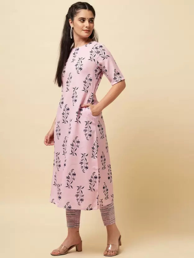 Women Pink Pure Cotton Kurta and Pant Set