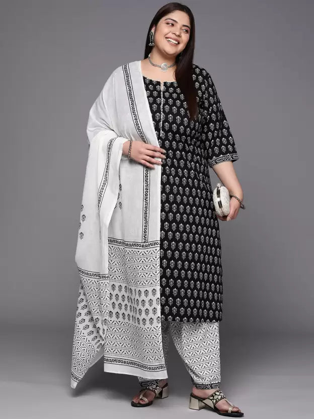 Women Kurta and Salwar Set Cotton Blend