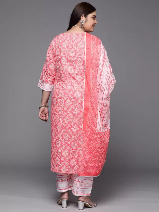 Women Kurta and Trousers Set Cotton Blend