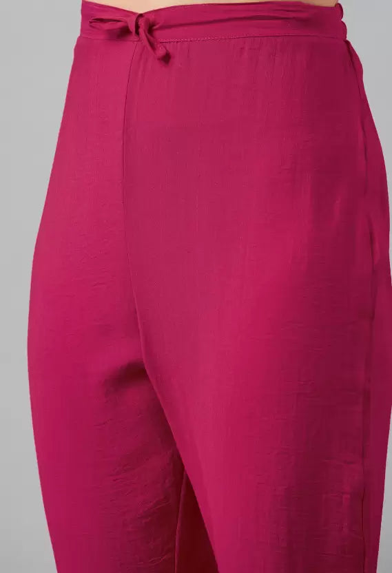 Women Kurta and Trousers Set Cotton Blend