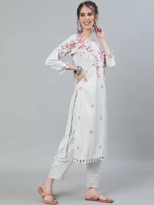 Women Viscose Rayon Kurta and Trousers Set