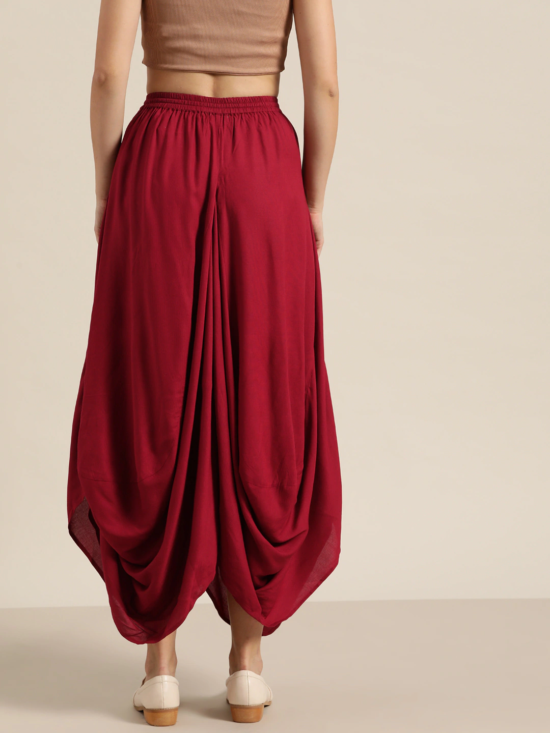 Women Maroon Dhoti Style Skirt