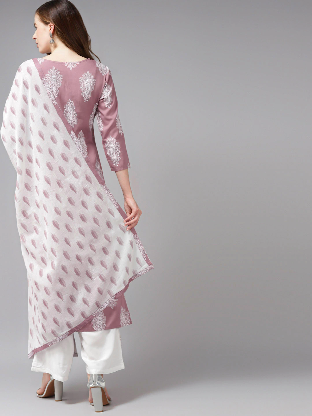 Women Mauve Ethnic Motifs Printed Kurta Set