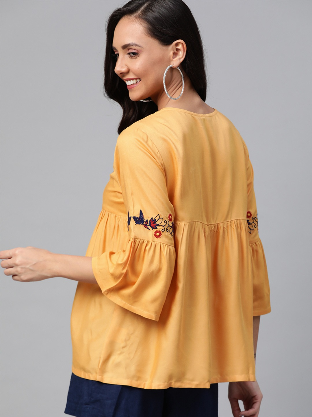 Women Mustard Yellow Solid Top