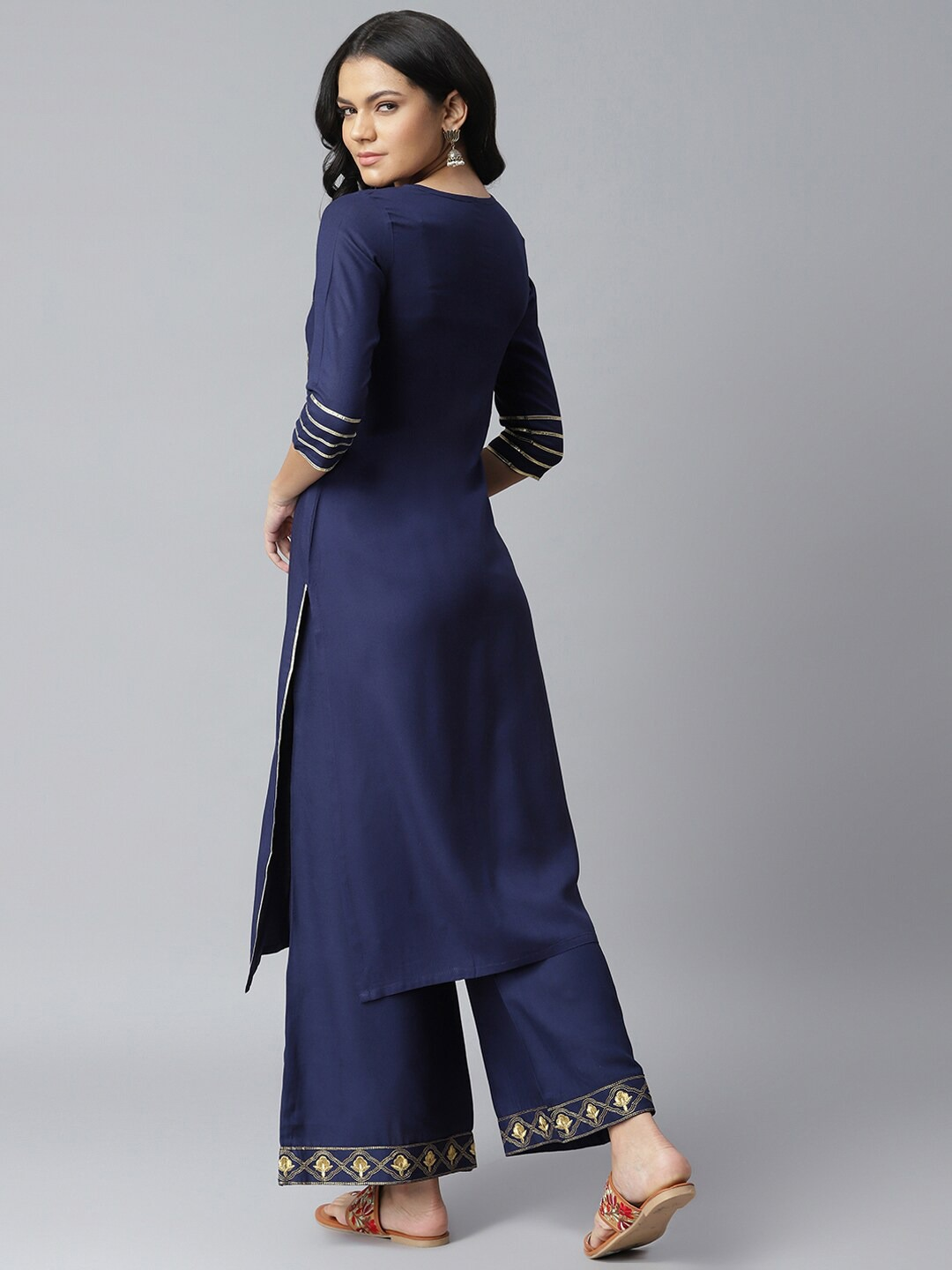 Women Navy Blue Ethnic Kurta Set