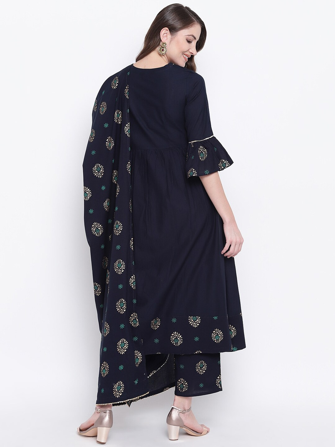 Women Navy Blue Kurta Set