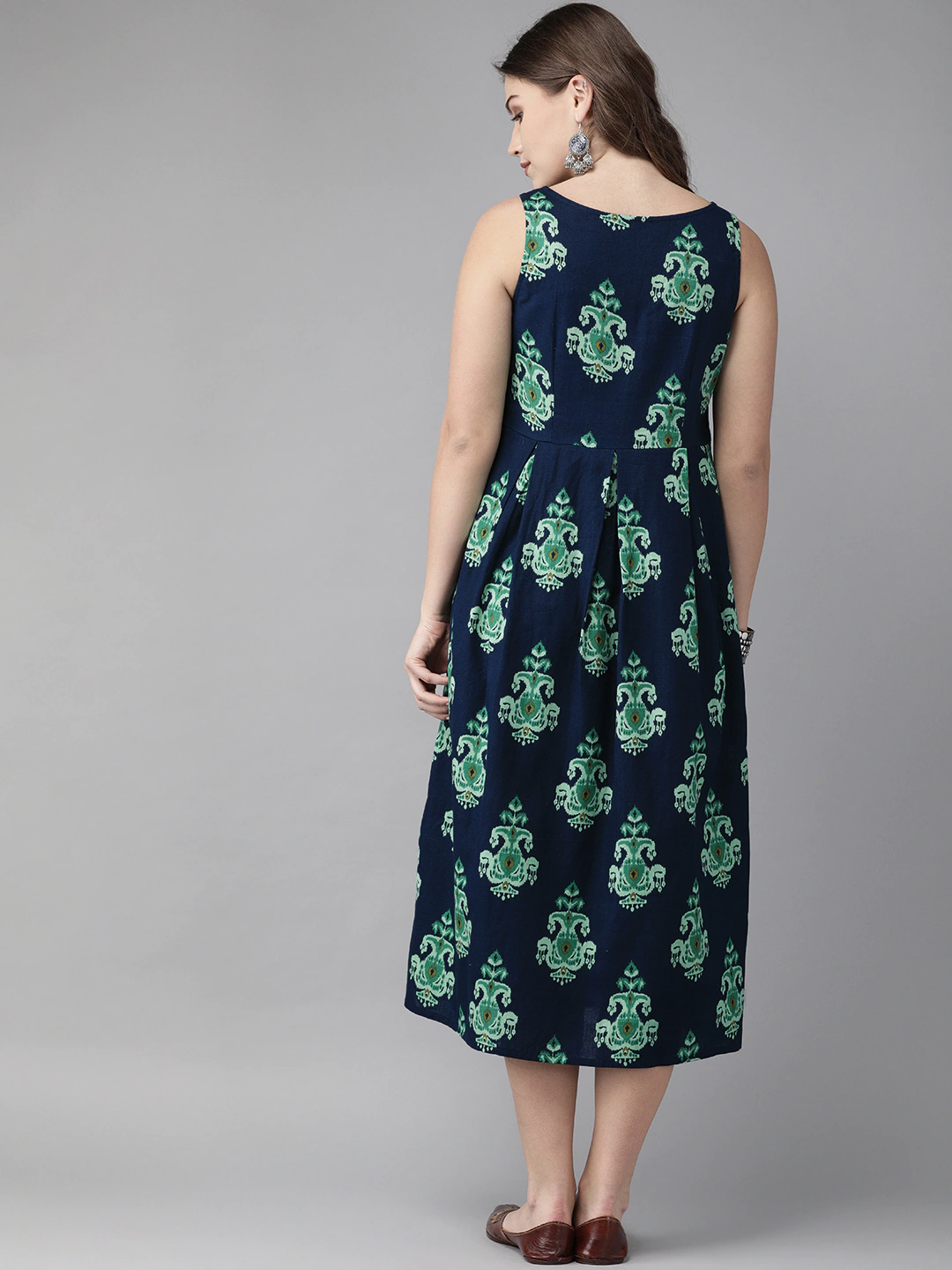 Women Navy Blue & Green Kurta