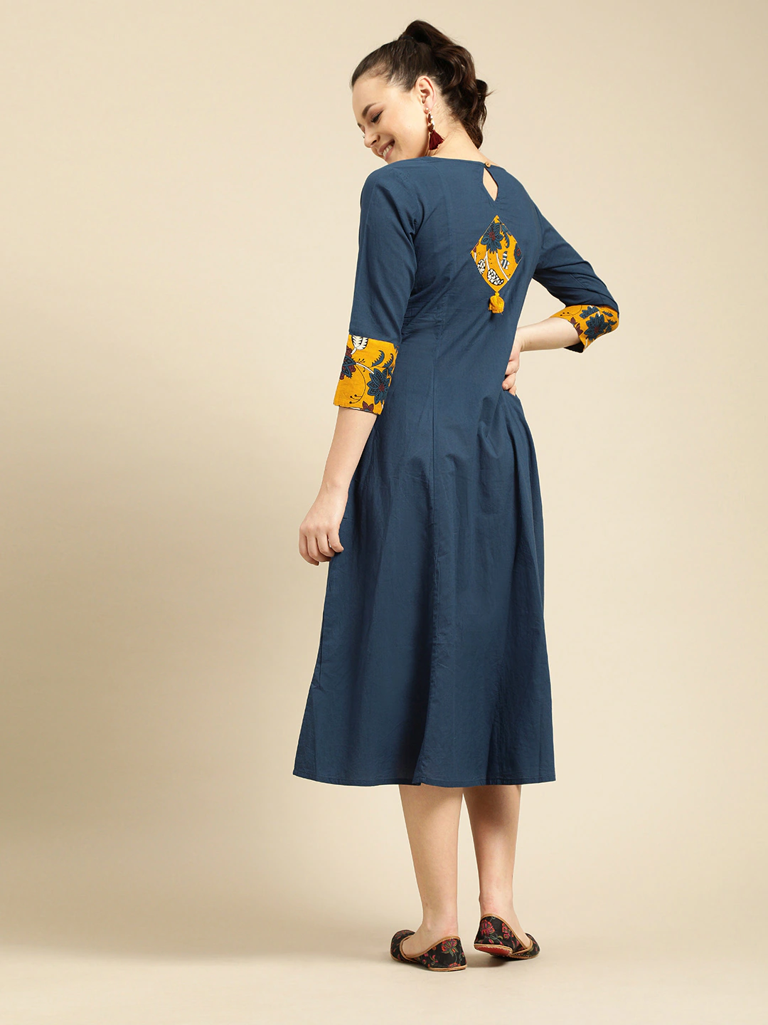 Women Navy Blue Printed Dress