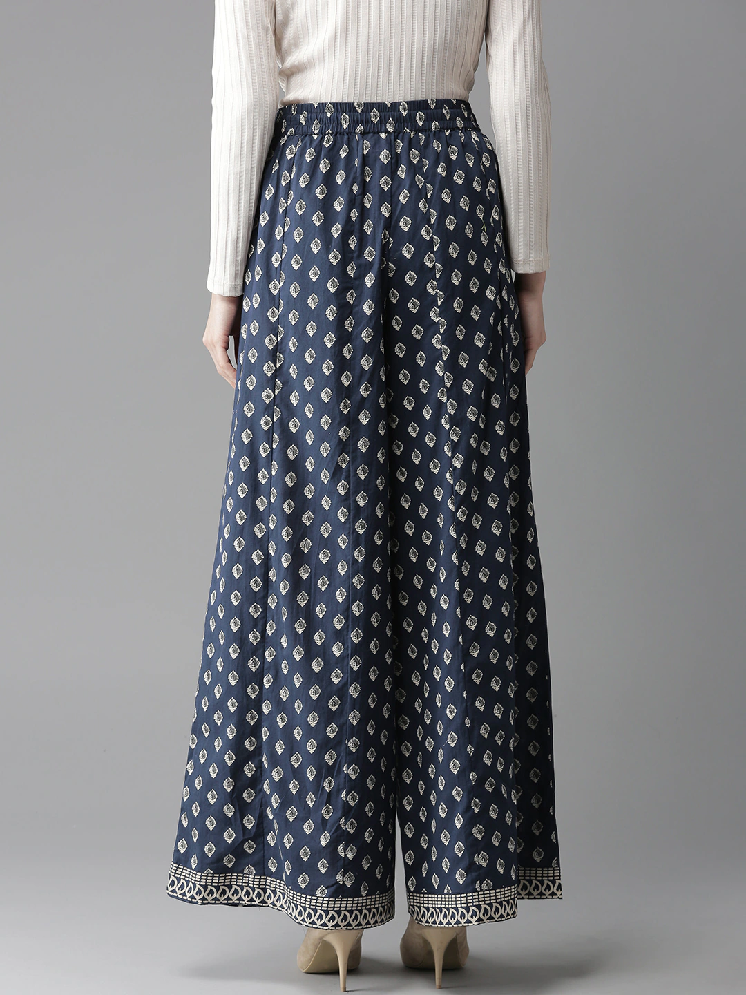 Women Navy Blue Printed Palazzos