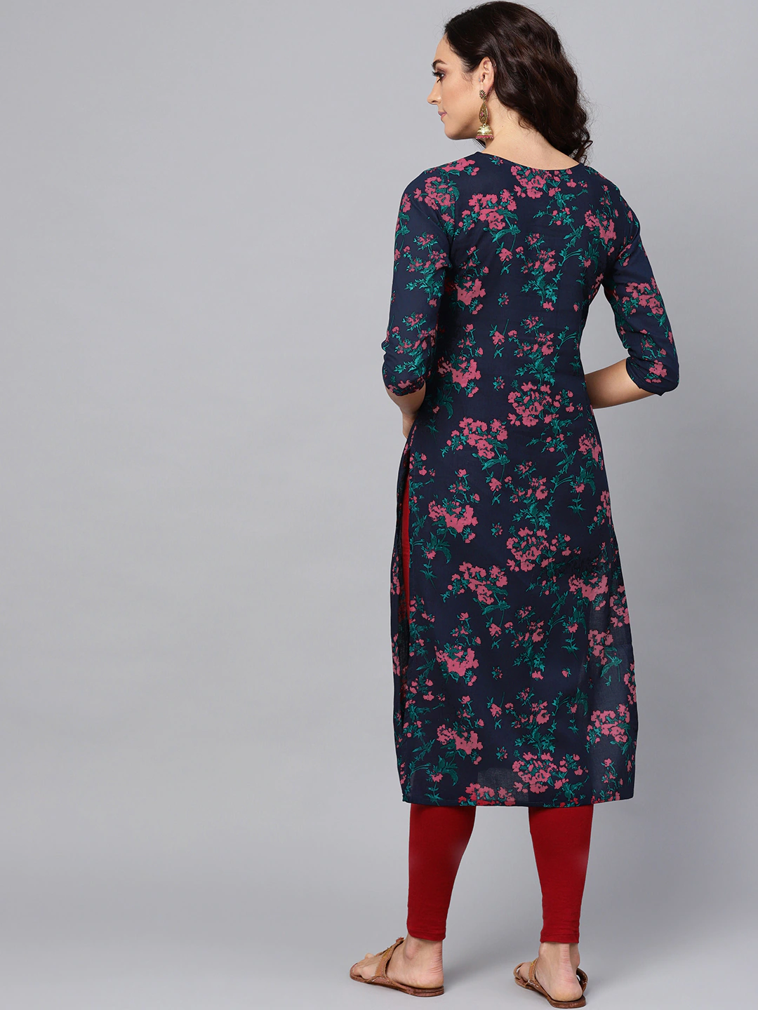 Women Navy Blue & Pink Kurta