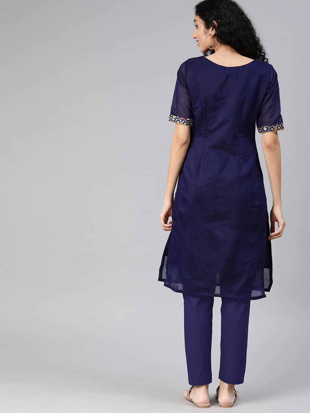 Women Navy Blue Kurta with Trousers