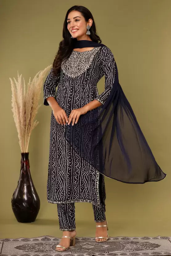 Women Nyra-cut Viscose Rayon Blue Kurta set