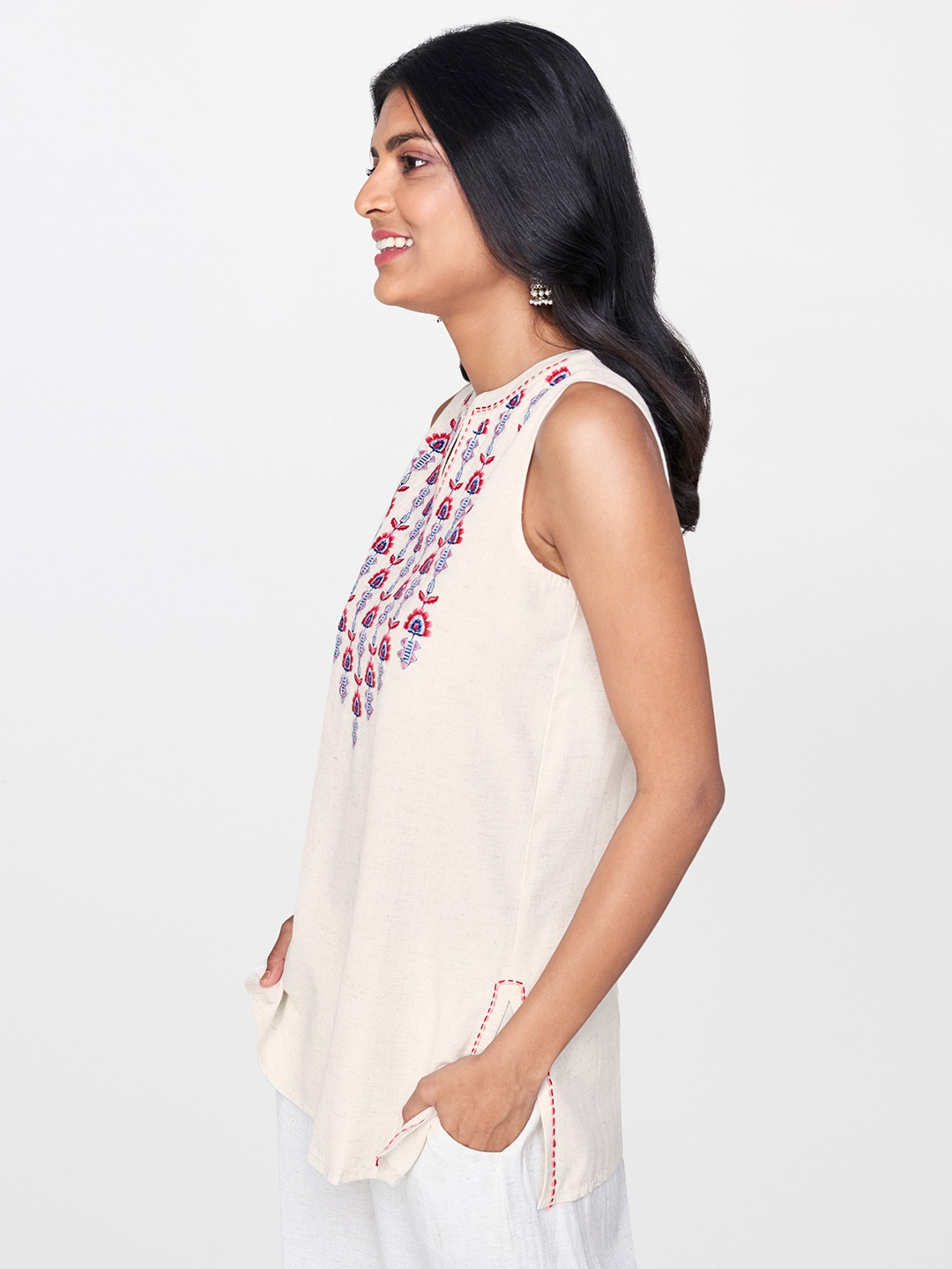 Women Floral Embroidered A-Line Top