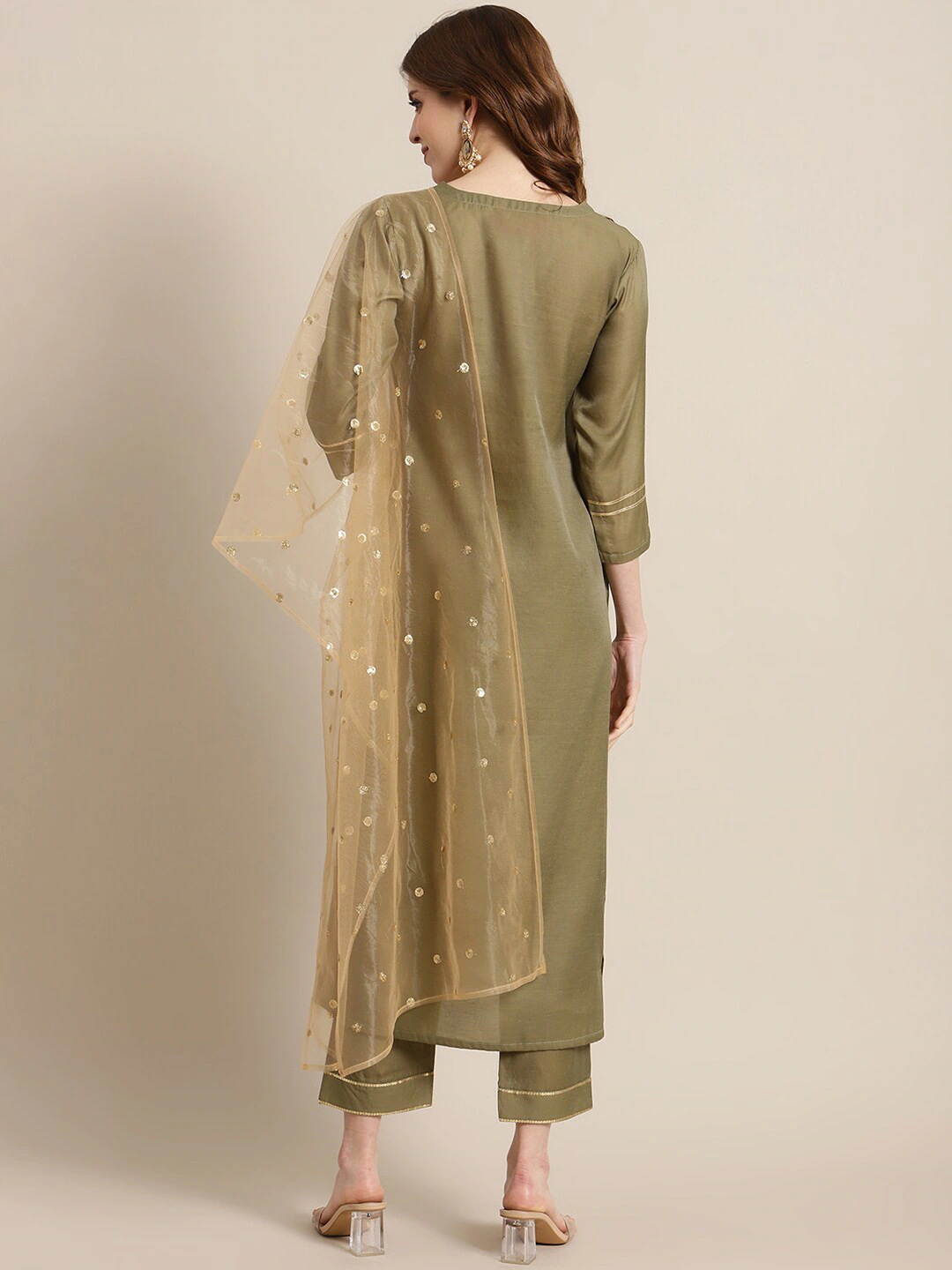 Women Olive Green Kurta Set