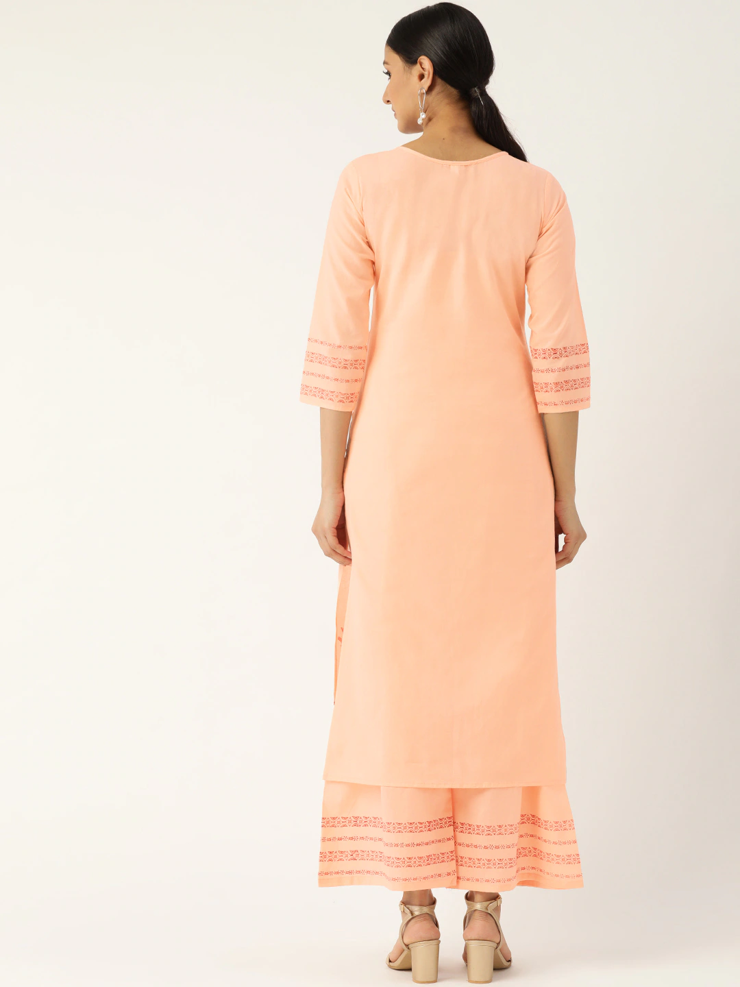 Women Peach-Coloured Printed Kurta