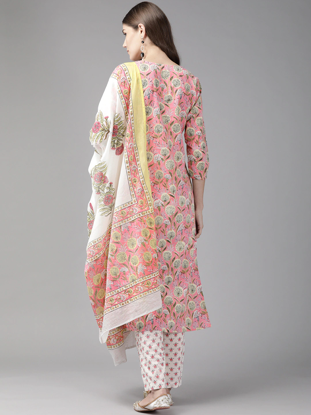 Women Pink Ethnic Pure Cotton Kurta Set