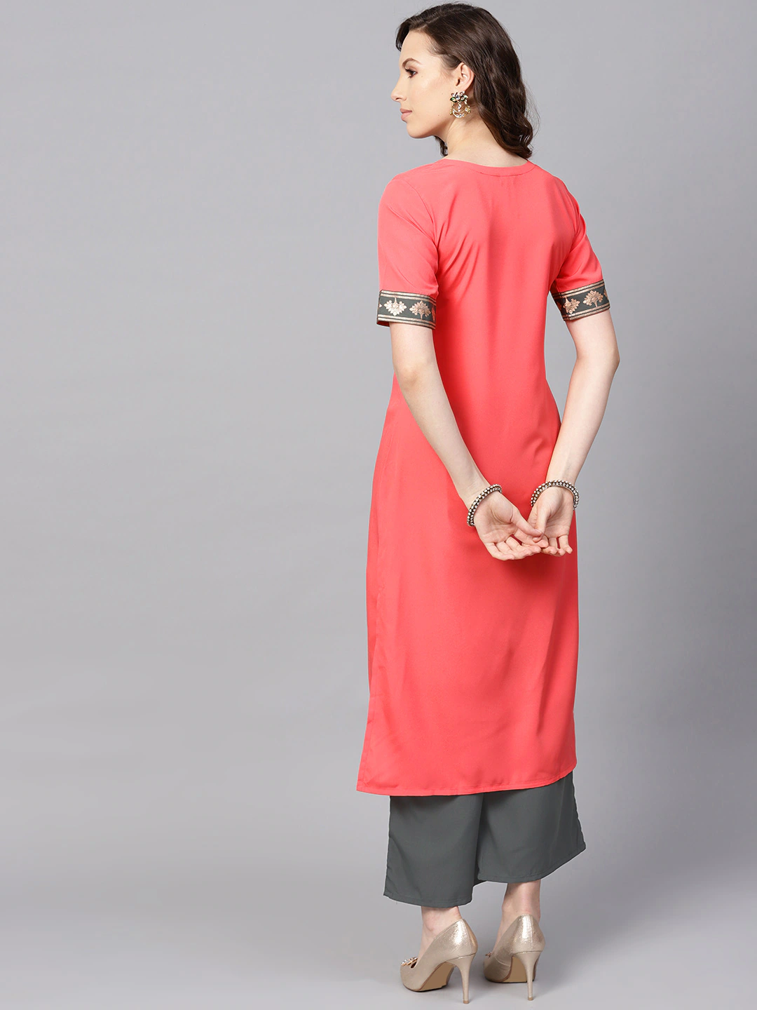 Women Pink Printed Kurta with Palazzos