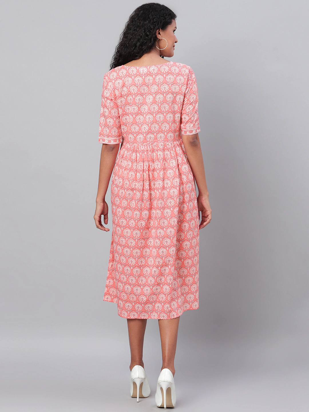 Women Pink Printed A-Line Dress