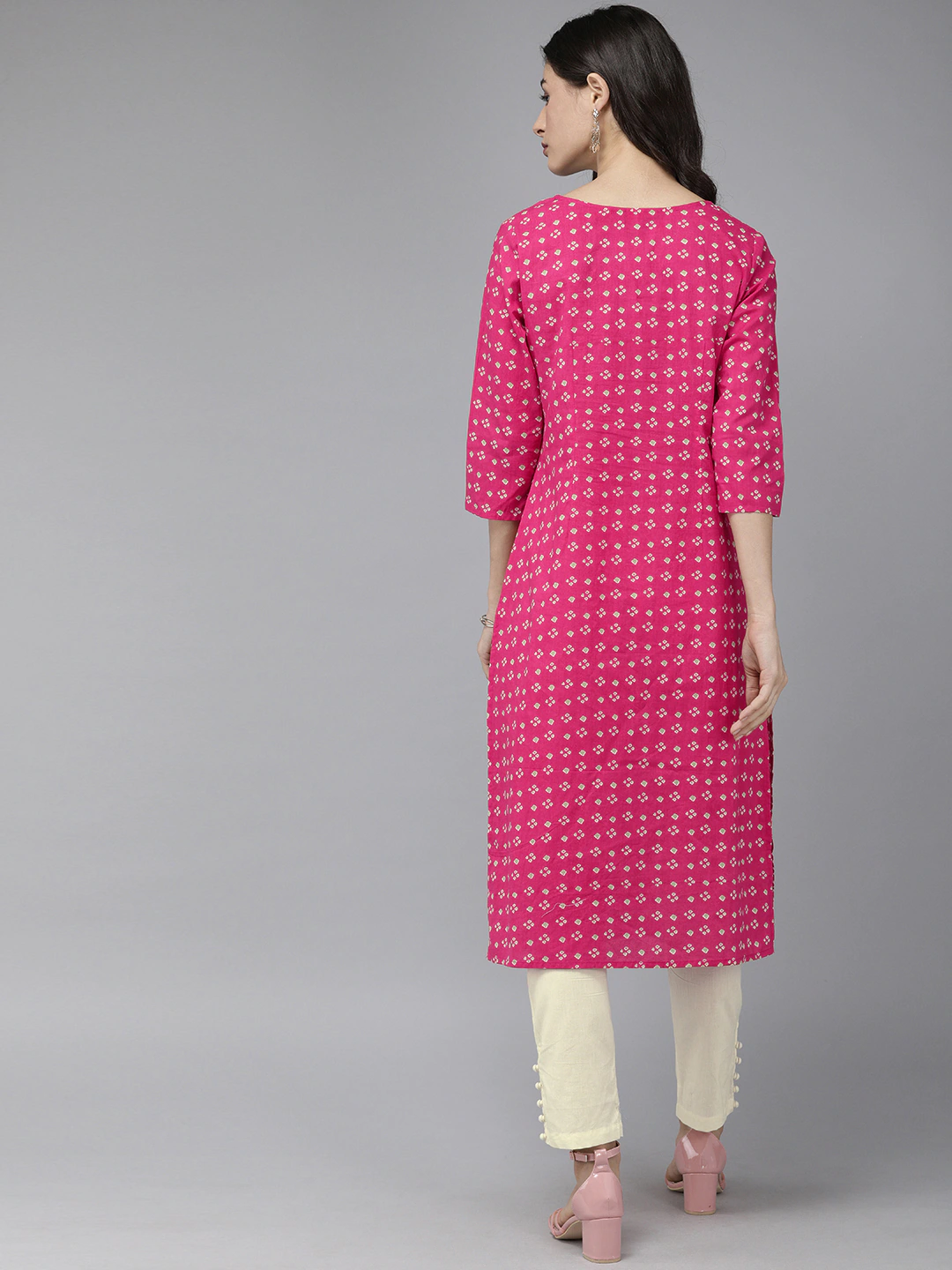 Women Pink & White Kurta Set