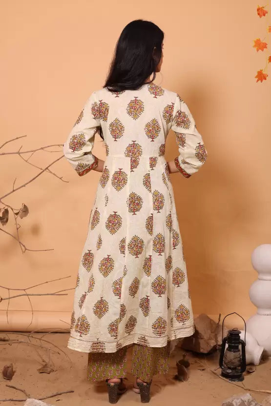 Women Pure Cotton Multicolor Kurta, Pant And Dupatta Set