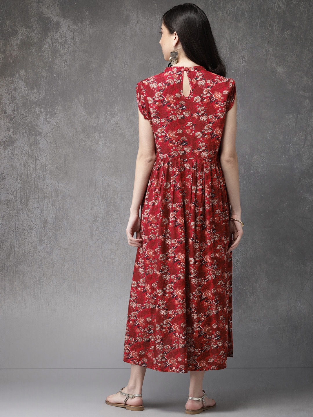 Women Red Floral Print A-Line Kurta