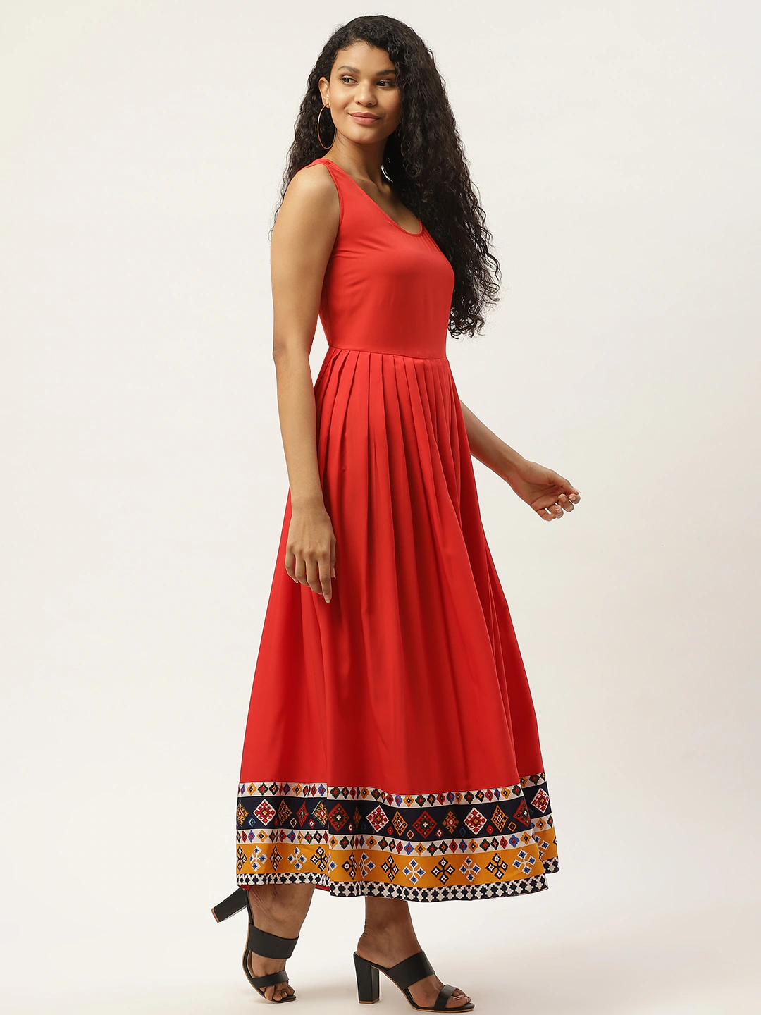 Women Red Printed Maxi Dress