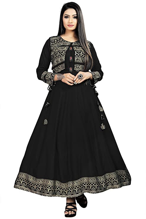 Women Self Design Anarkali Rayon Kurti