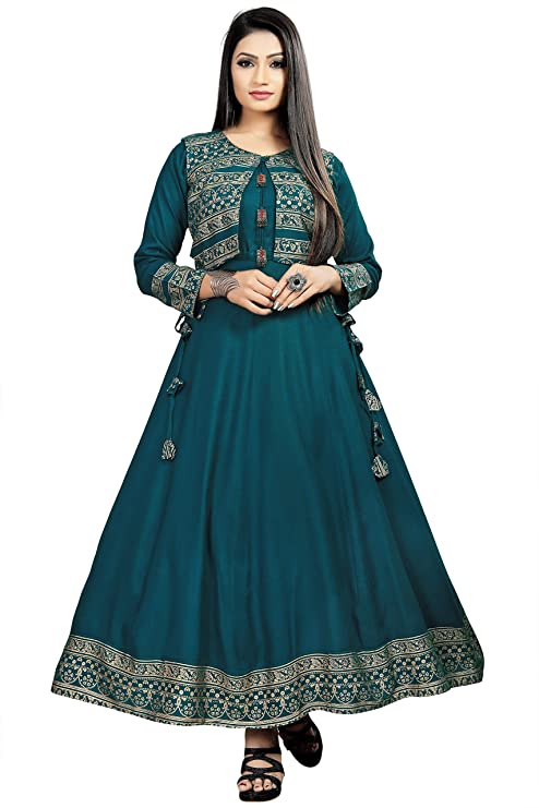 Women Self Design Anarkali Rayon Kurti