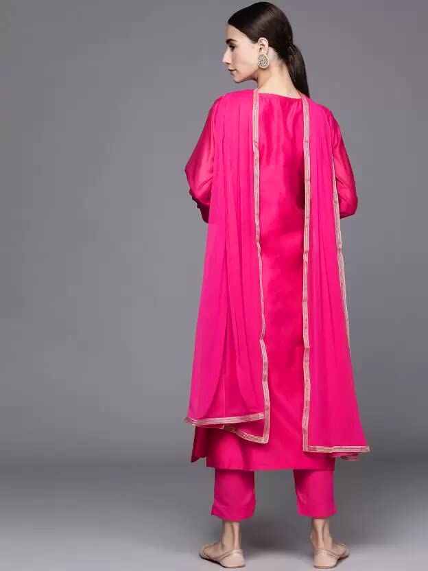 Women Pink Silk Blend Kurta set
