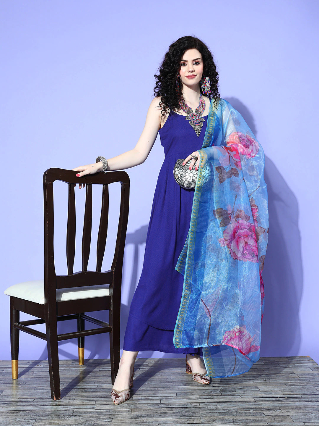 Women Solid Viscose Rayon Spaghetti Straps Kurta Set