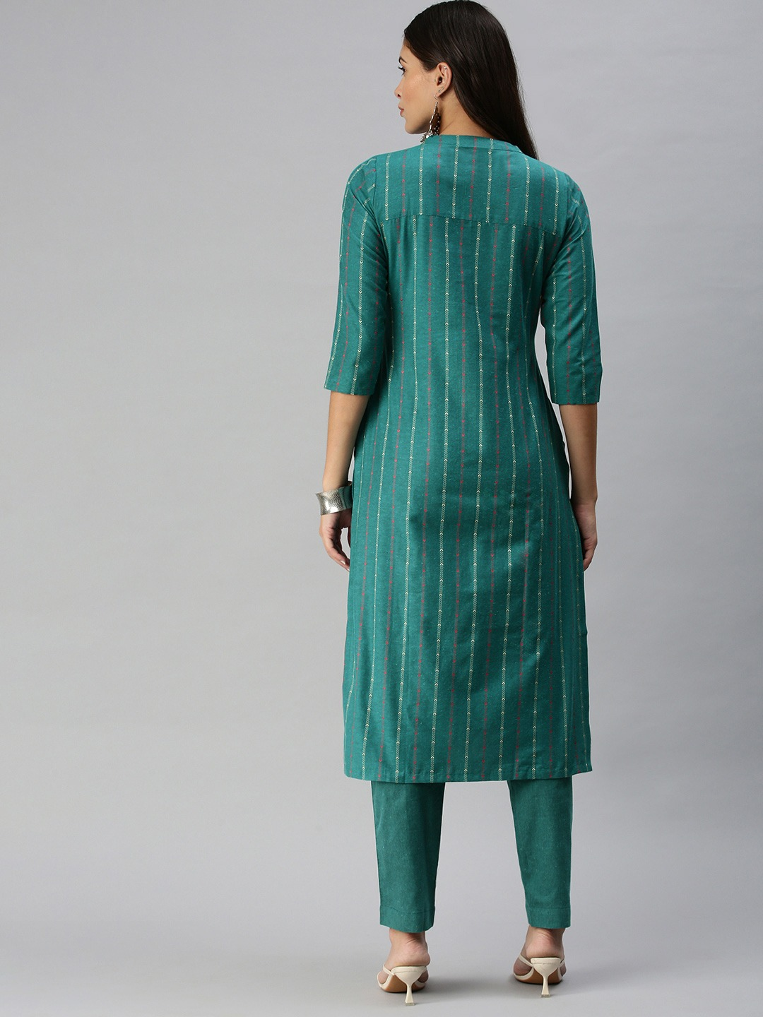 Women Teal Green Pure Cotton Kurta Set